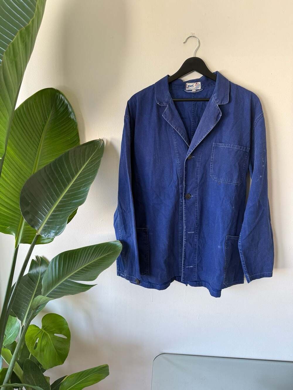 Vintage Lotus Blue Cotton Workwear French Chore Jacket Size 54